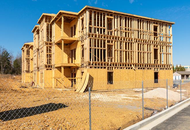 a snapshot of temporary chain link fences protecting a large construction project from unauthorized access in Glendale